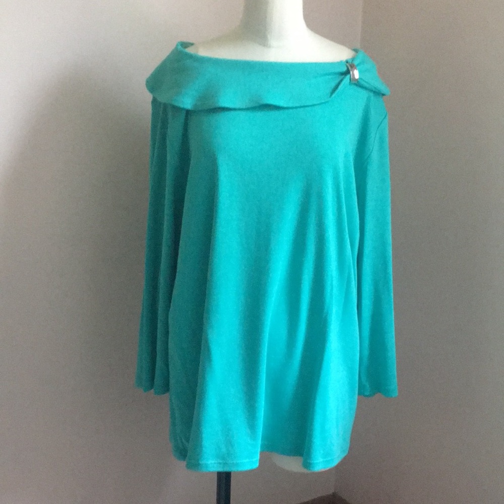 Turquoise blouse by Rafaella. - Picture 3 of 4